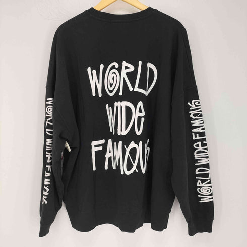 ワールドワイドフェイマス WORLD WIDE FAMOUS 袖ロゴプリント クルーネックスウェット メンズ JPN:XL